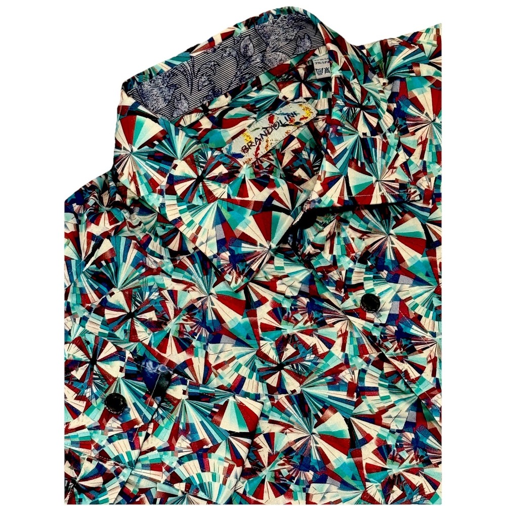Brandolini Men's Large Button Down Long‎ Sleeve Shirt Multicolor MADE IN ITALY
